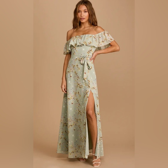 Amazing Moment Mint Green Floral Off-Shoulder Dress - Picture 2 of 5